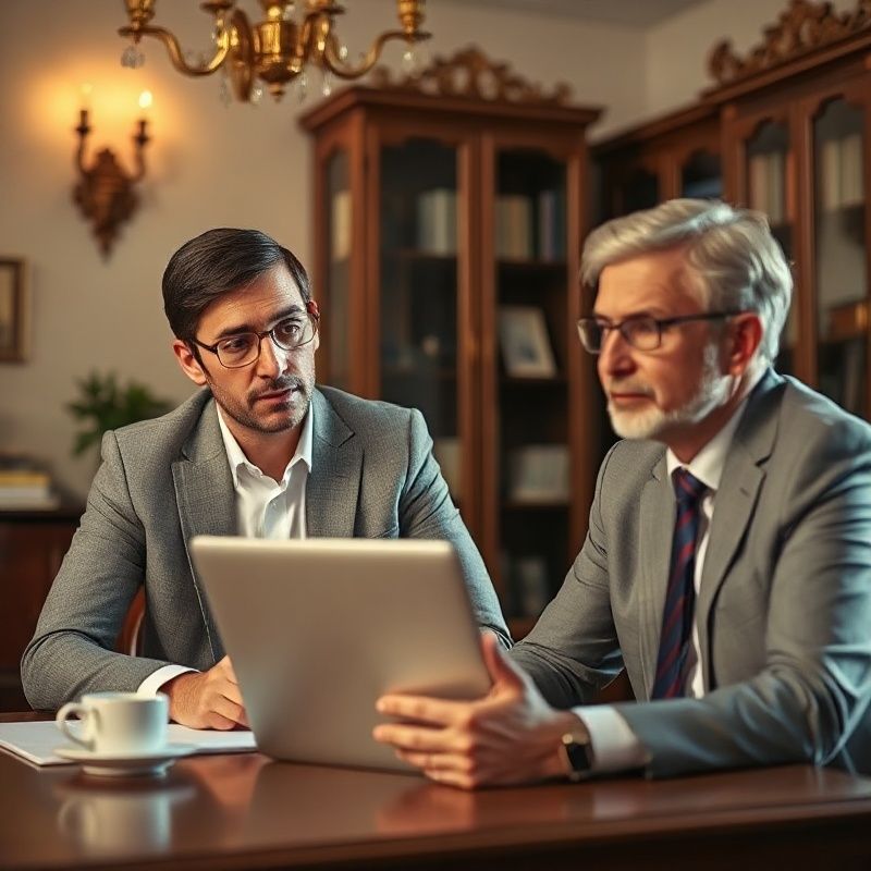 Finanční poradce a klient v kanceláři ve Zlíně, videohovor na notebooku